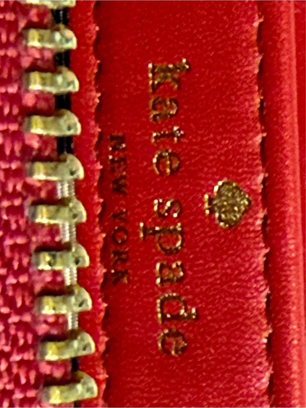 Kate Spade Red Cedar Leather Street Lacey Zip Around Wallet Gold Tone Hardware
